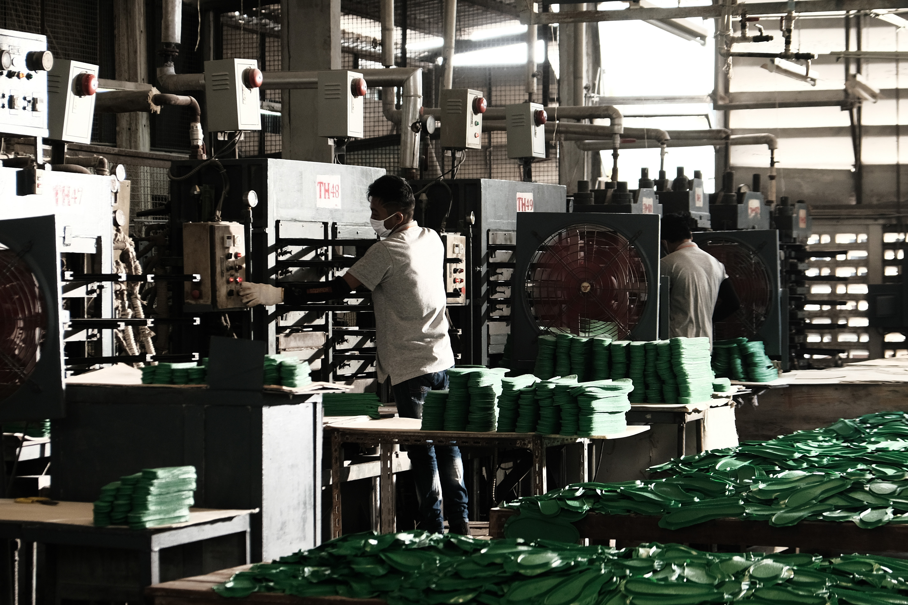 Canvas shoe production floor